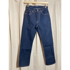 Levis Made & Crafted 501 Crop Jeans Dark Wash Indigo Button Fly Denim Size 24